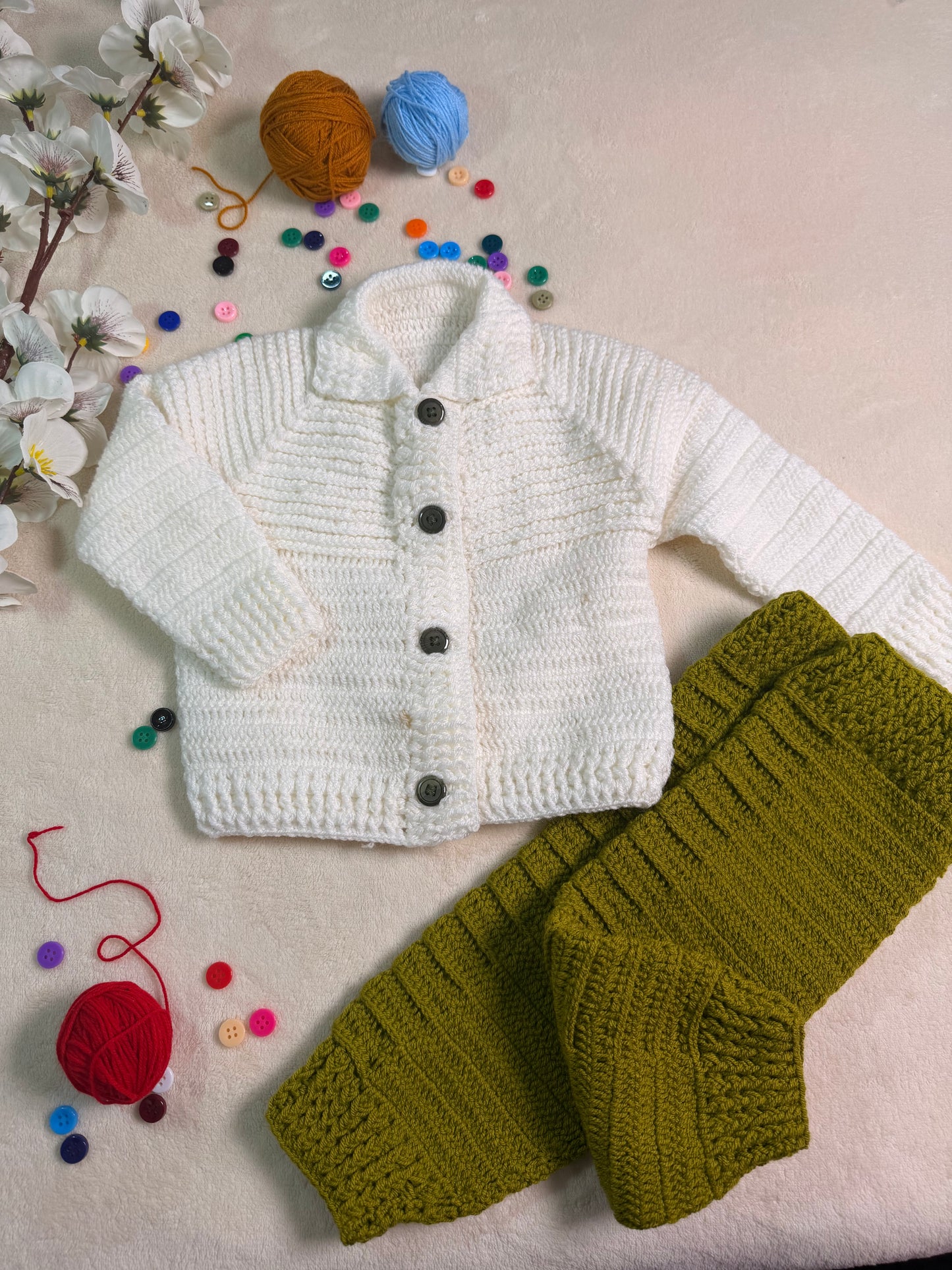 Crochet Baby Cardigan and Pants Set