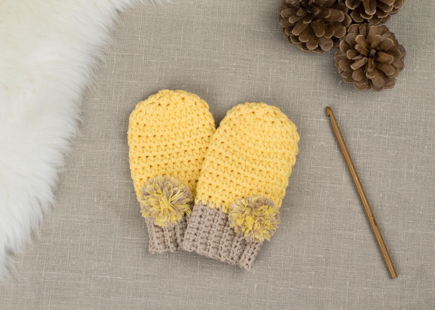 Crochet Baby Yellow Mittens