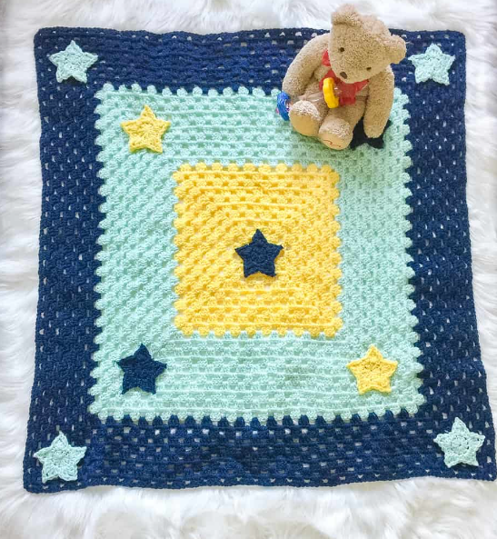 Crochet Baby Navy Star Blanket