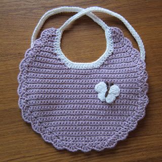 Handmade crochet baby butterfly bib