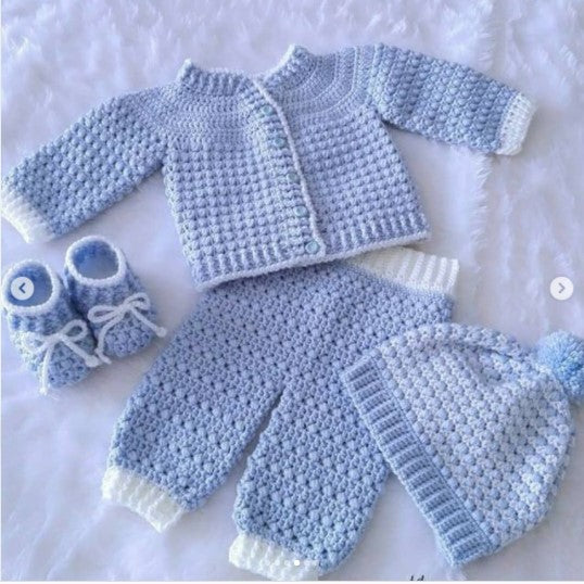Handmade crochet baby sleeping outfit