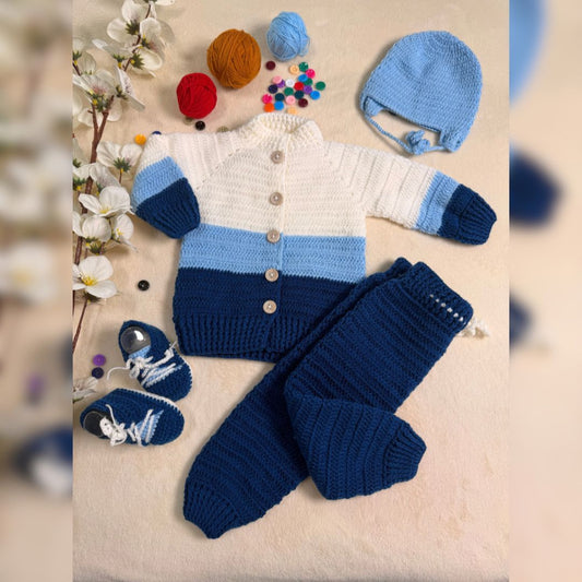 Crochet Baby Blue Cardigan Set