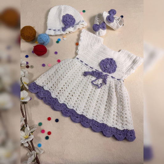 Crochet Baby Purple Laced Frock