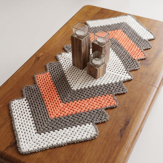 Crochet table runner in a classic granny square pattern