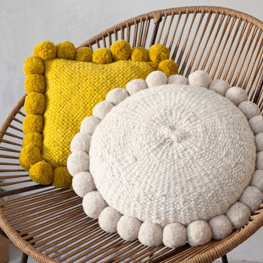 Crochet Happiness Cushion Covers in bright cheerful colors