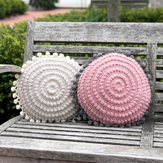 Crochet cushion cover in a rustic design