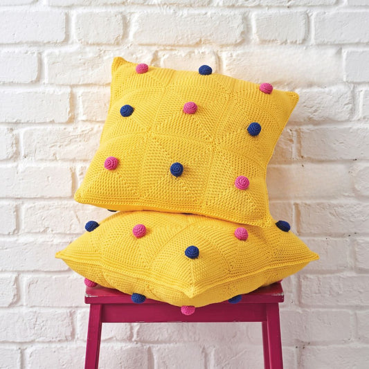 Crochet Sunshine Cushion Covers with bright cheerful design