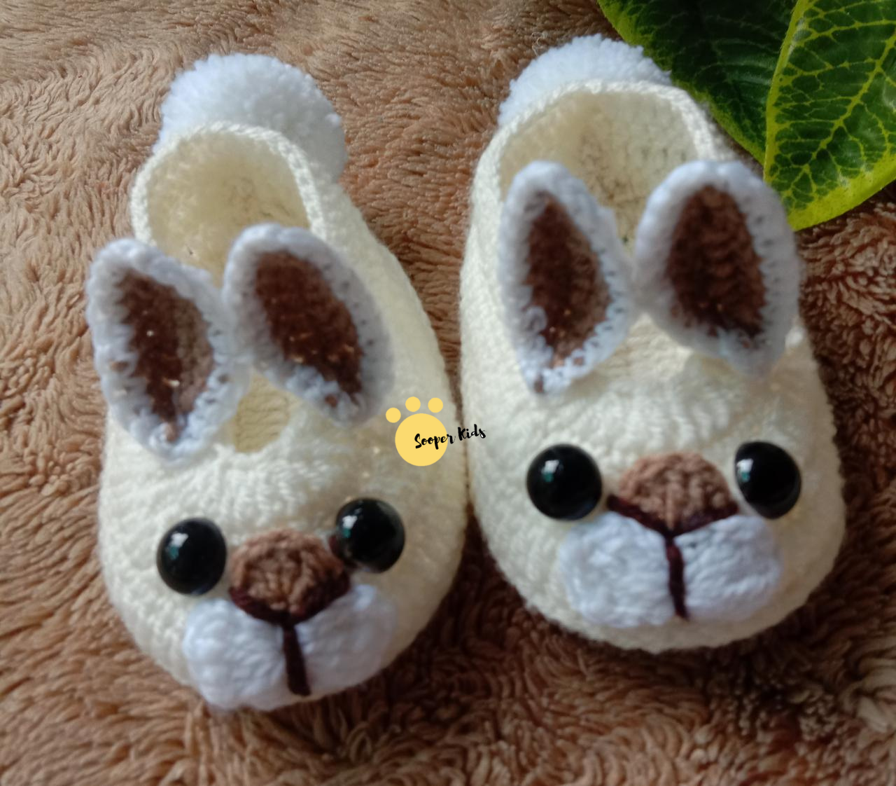 Handmade crochet baby rabbit booties