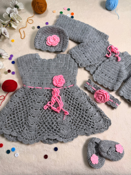 Crochet Baby Girl Dress and Cardigan Set