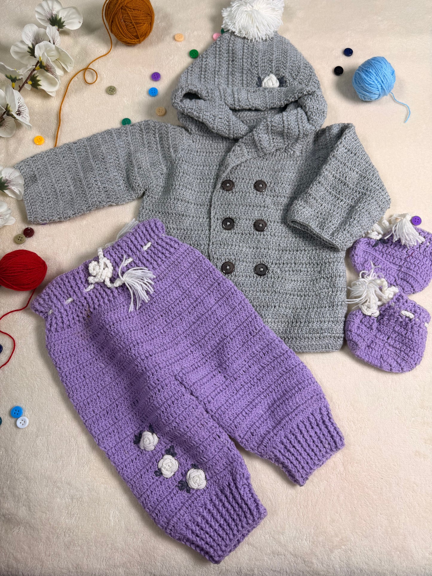 Crochet Baby Girl Cardigan Set