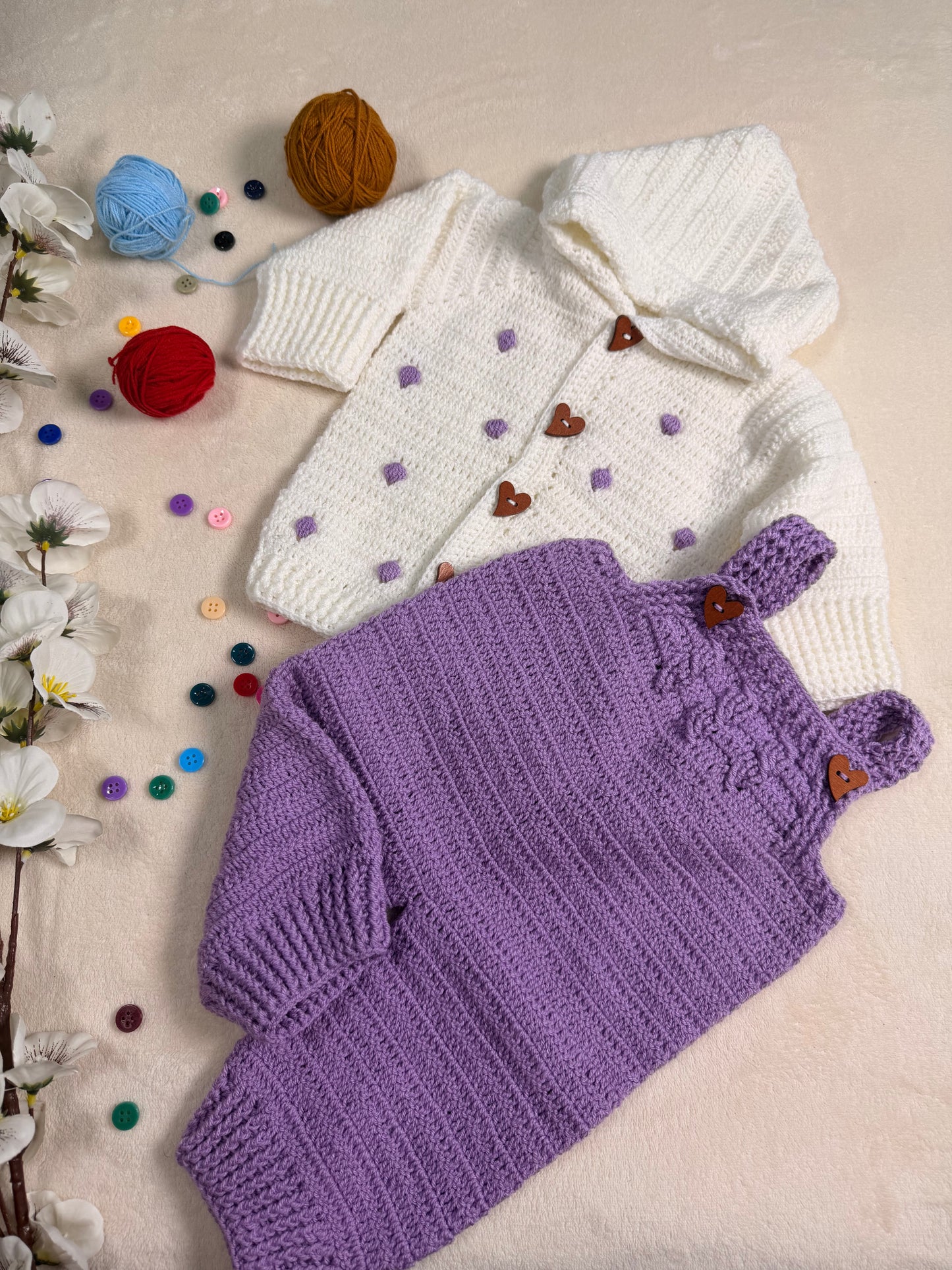 Crochet Baby Hoodie and Dungaree Set