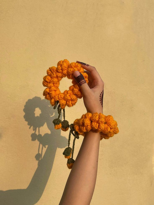 Crochet Mustard Yellow Wrist Gajra