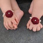 Handmade Red Crochet Gajra For Kids