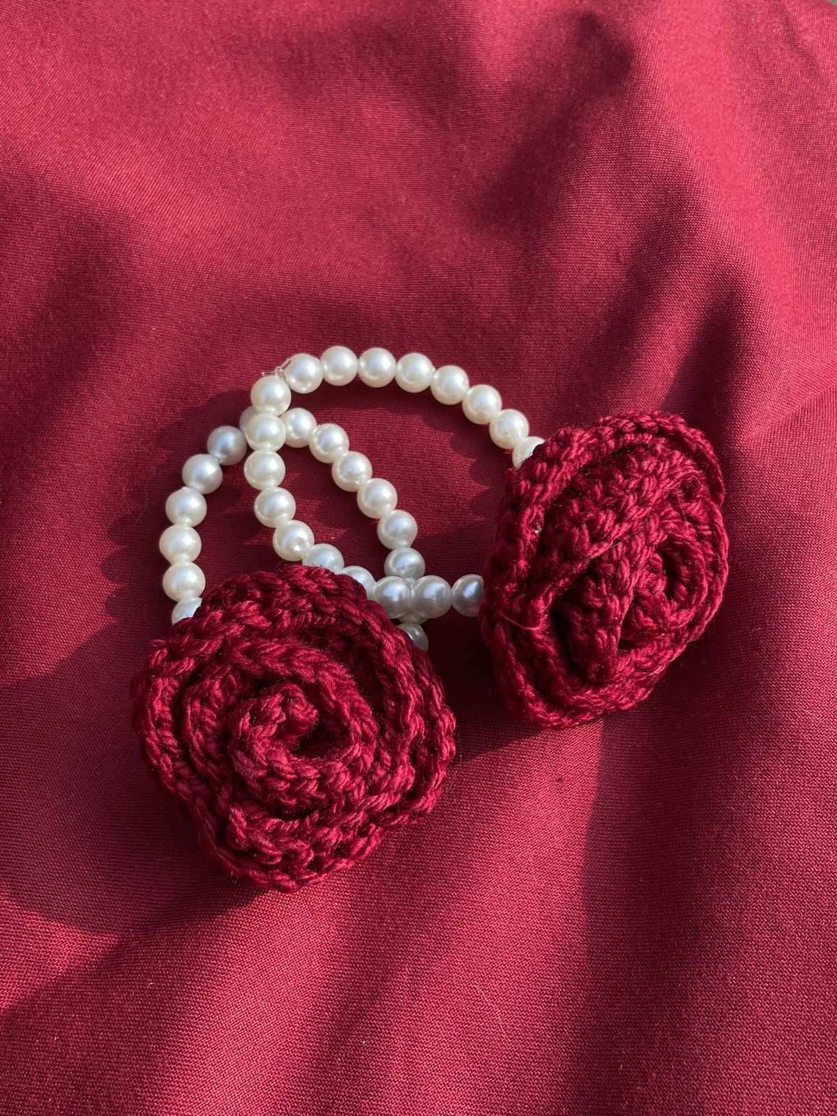 Crochet Baby Red Flower Gajra