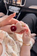 Handmade Red Crochet Gajra For Kids