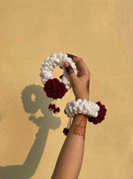 Handmade White & Maroon Wrist Gajra