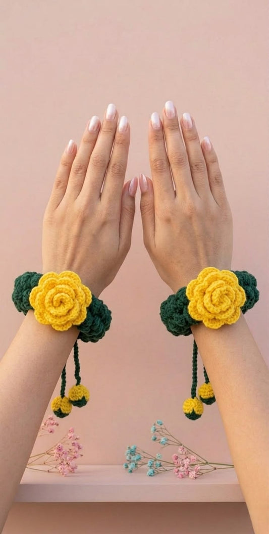 Crochet Yellow Floral Wrist Gajra