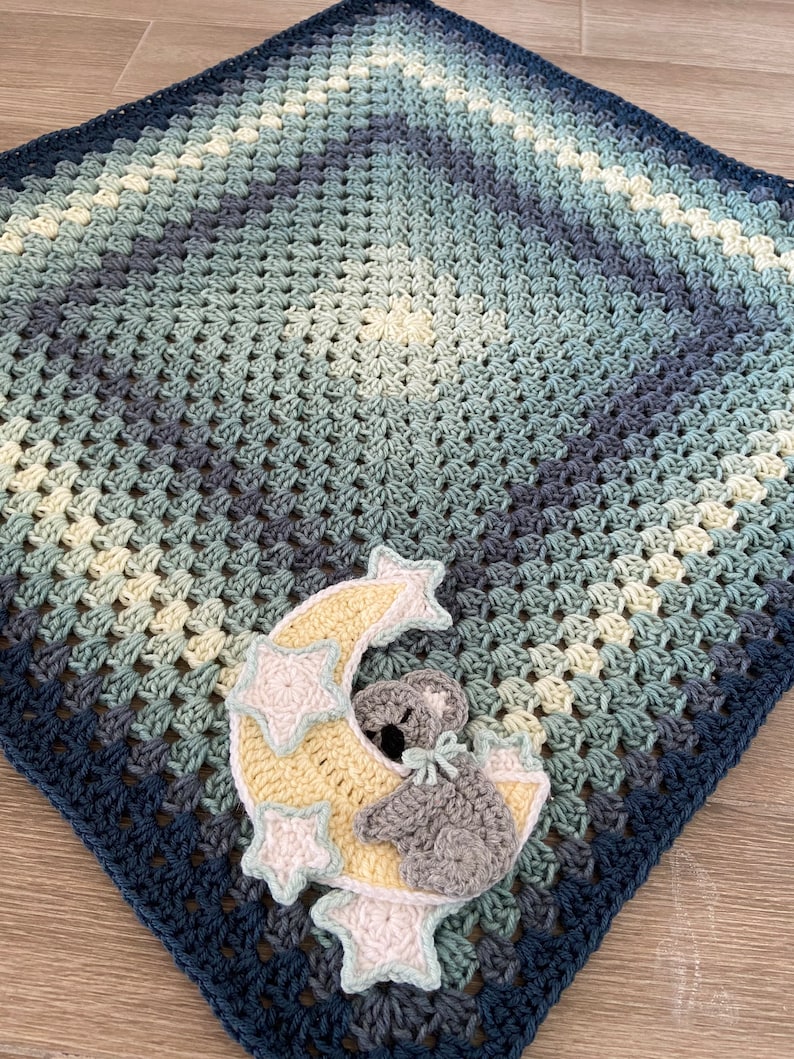 Crochet baby koala blanket, detail view