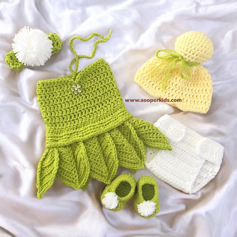 Handmade crochet baby girl outfit