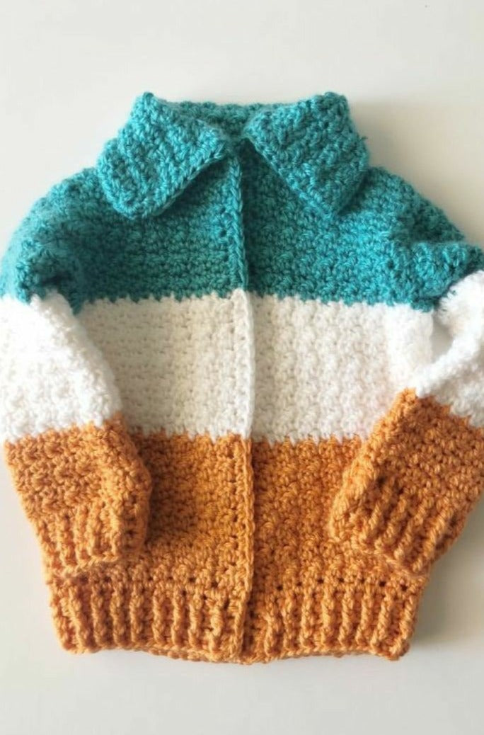 Handmade Crochet Baby Sweater - Size: 0M-4Y