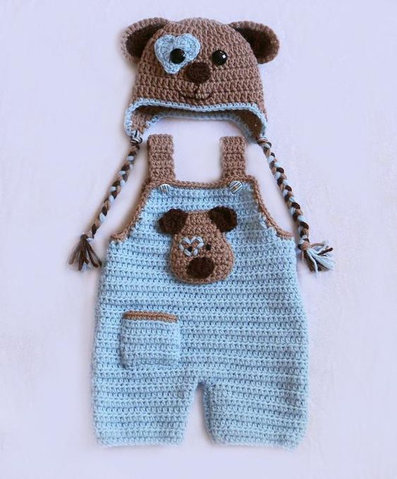 Handmade Crochet Baby Romper - Size: 0M-4Y