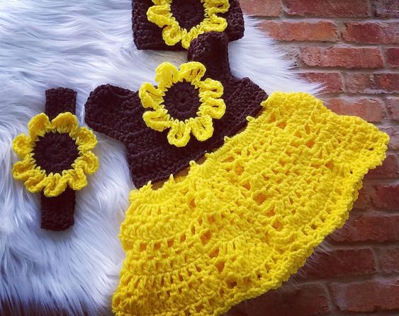 Handmade crochet baby girl dress