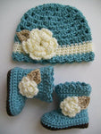 Handmade Baby Cap & Booties (0-12M)