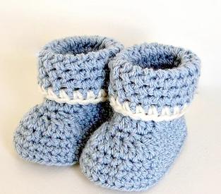 Crochet Baby Blue and White Booties