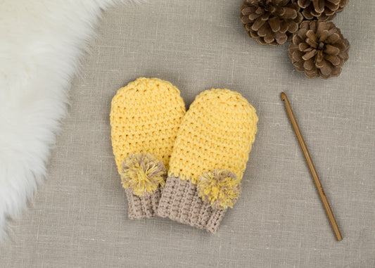 Crochet Baby Yellow Mittens