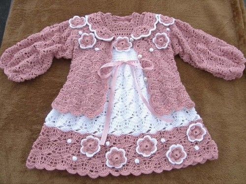 Super Warm Handmade Dress + Cardigan Set - Size 0M-3Y (Multiple Designs)