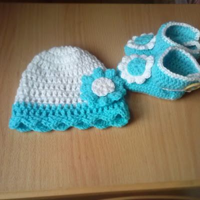 Handmade Crochet Cap and Booties Set