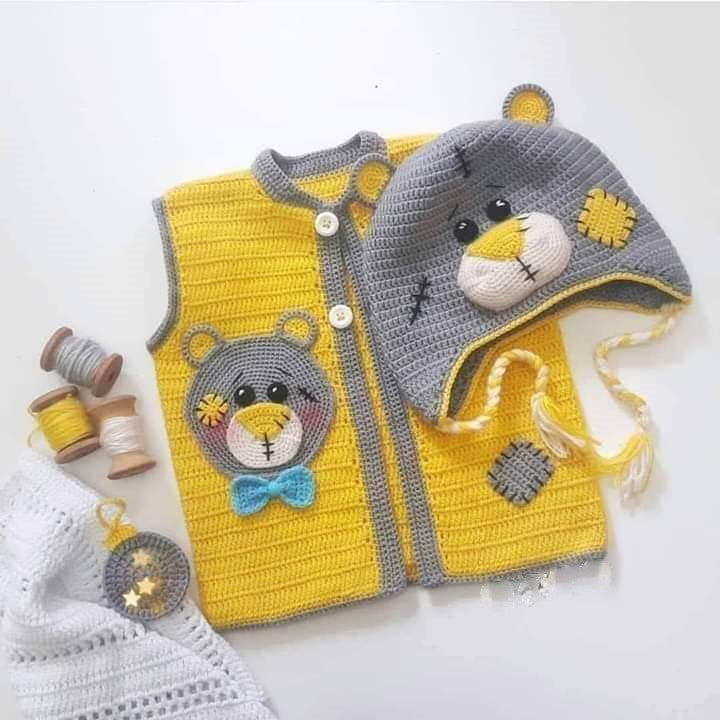 Handmade Crochet Baby Boy Outfit - Size: 0M-4Y