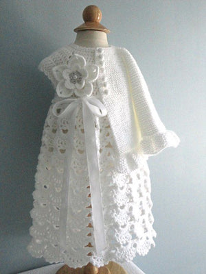 Super Warm Handmade Dress + Cardigan Set - Size 0M-3Y (Multiple Designs)