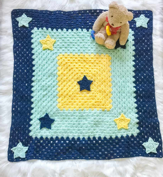 Crochet Baby Navy Star Blanket