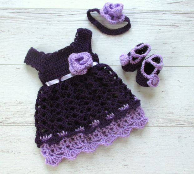 Crochet Baby Girl Dress - Size 0M-4Y (Multiple Designs)