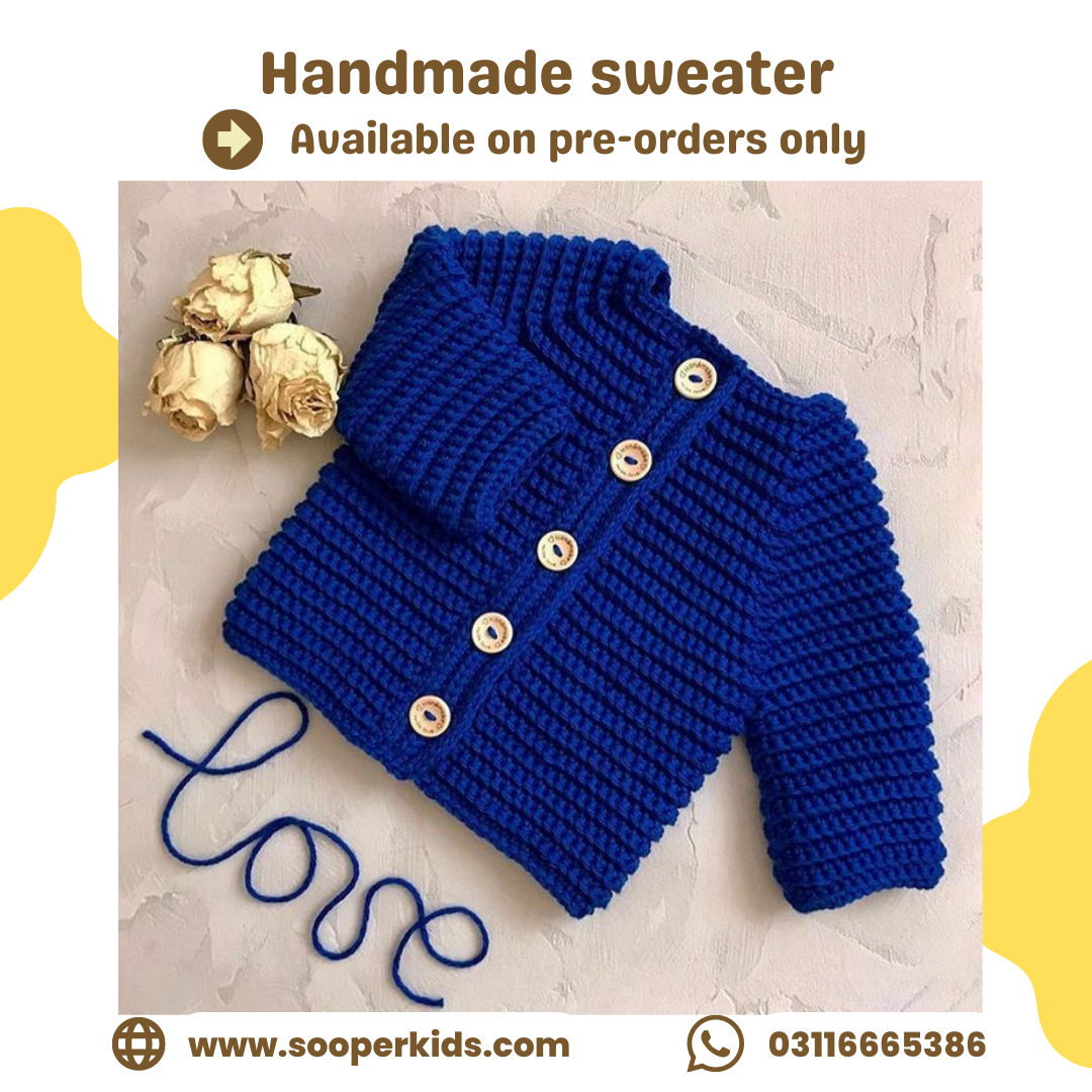 Handmade Crochet Baby Sweater - Size: 0M-4Y