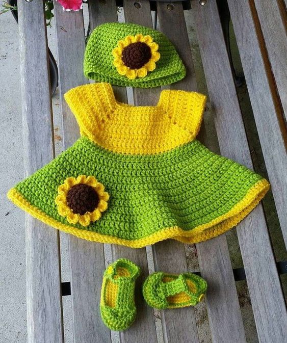 Handmade crochet baby girl dress