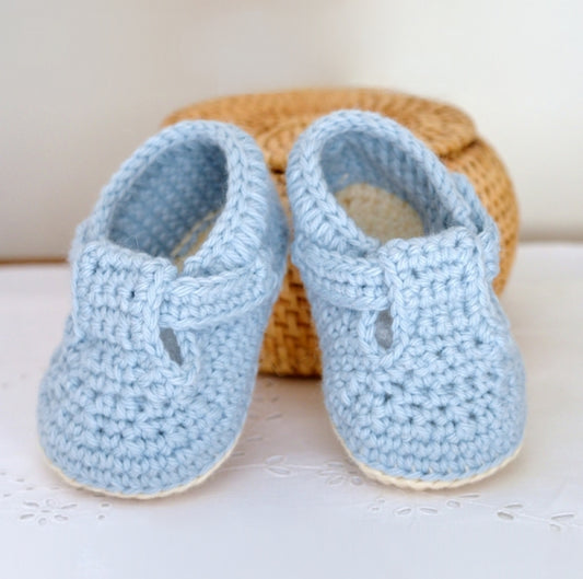 Crochet Baby Light Blue Shoes