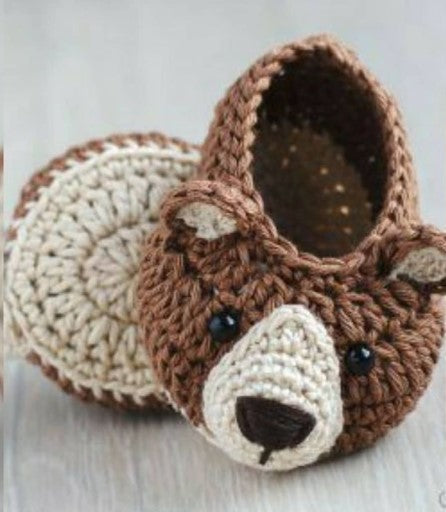 Handmade crochet baby bear booties