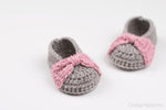 Crochet baby bow booties colour option