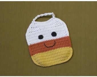 Handmade crochet baby candy corn bib