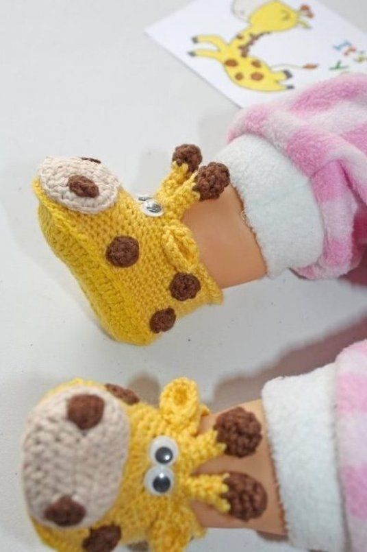 Handmade crochet baby giraffe booties