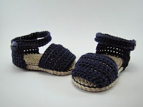 Handmade crochet baby navy sandals