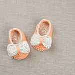 Handmade crochet baby peach bow sandals