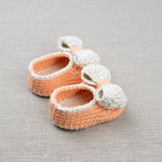 Handmade crochet baby peach bow sandals