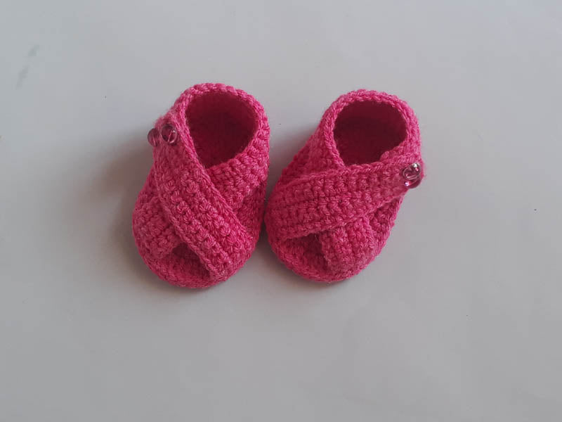 Handmade crochet baby pink crossover sandals