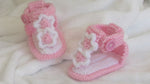 Handmade crochet baby pink flower sandals