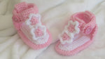 Handmade crochet baby pink flower sandals