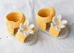 Handmade crochet baby yellow daisy sandals