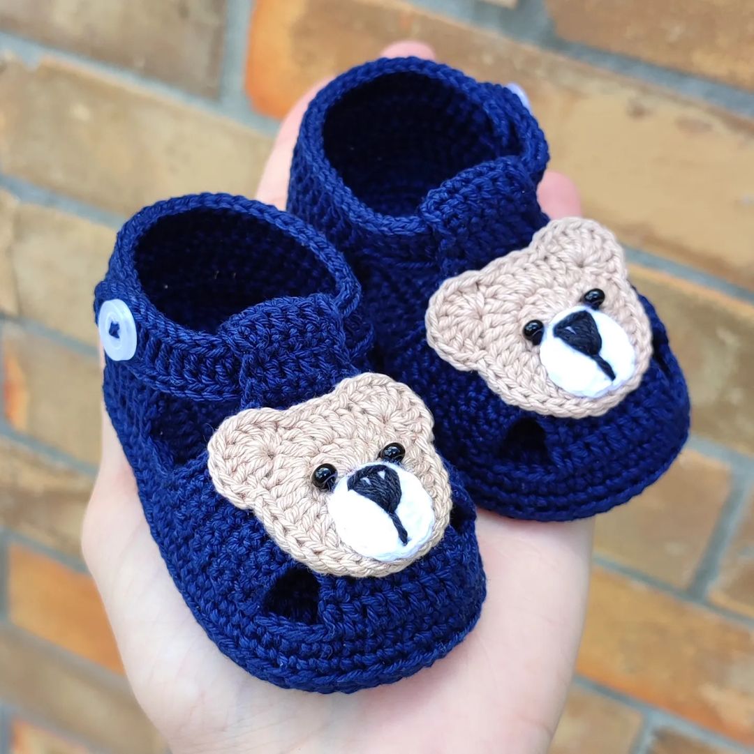 Handmade crochet baby bear sandals